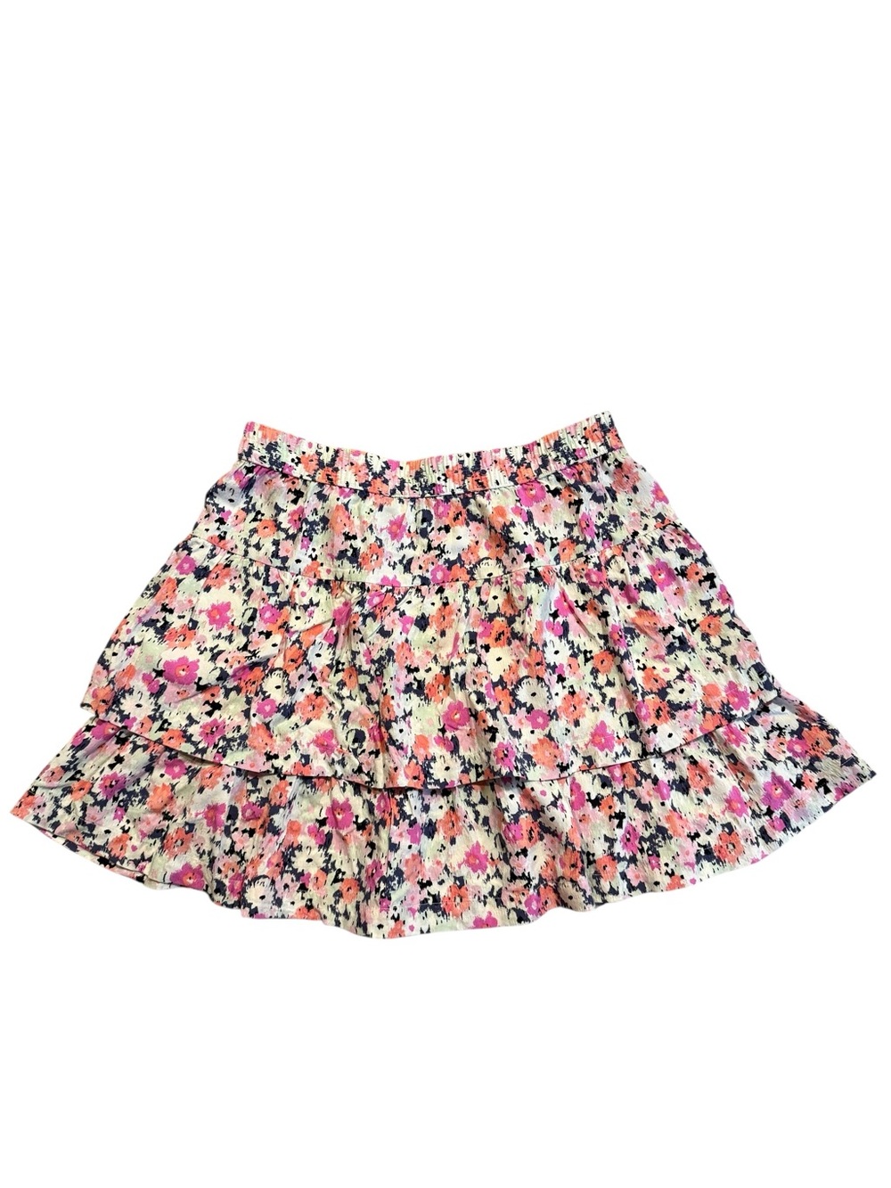 Universal Thread Medium Pink Floral Tiered Ruffle Mini Skirt